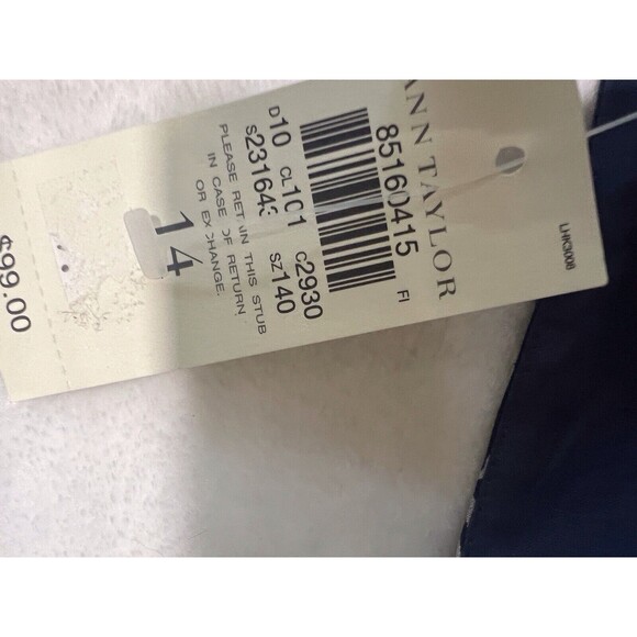 Ann Taylor Dress 14 Navy White Floral Cotton Shift Sleeveless U Neck Ruffles NWT - Picture 15 of 15